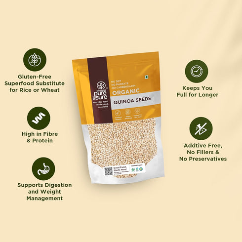 500gm Pure & Sure Organic Quinoa Seeds | Quinoa Grains for Healthy Eating | Vegan, Non GMO, No Preservative