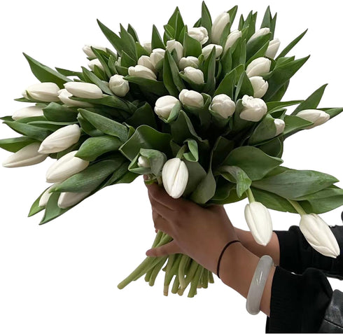 Next day delivery 20 White Tulips Fresh Cut Flowers Wheat Field Bouquet