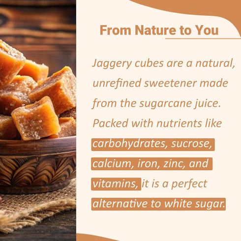 100% 300g(10.5oz) mi nature Jaggery Cube| Pure & unrefined Farm Fresh Sugarcane Gur/Gud blocks| Rich in Vitamins