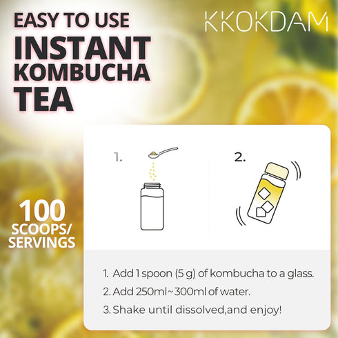 Pack 500g KKOKDAM Kombucha Tea - Lemon & Chrysanthemum Korean Tea - Kombucha Drinks Probiotic Support, Low Calorie