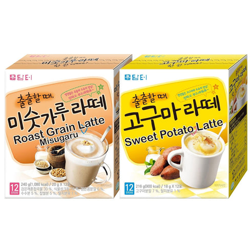 Damtuh Korean Latte Variety Pack Sweet Potato Latte & Roast Grain Misugaru