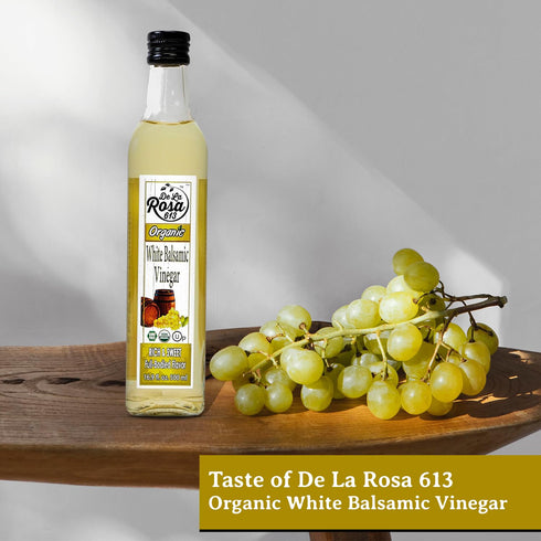 16.9 Oz (Pack 1) De La Rosa Organic White Balsamic Vinegar, Kosher for Passover, Vegan & Gluten-Free, Great for Salad