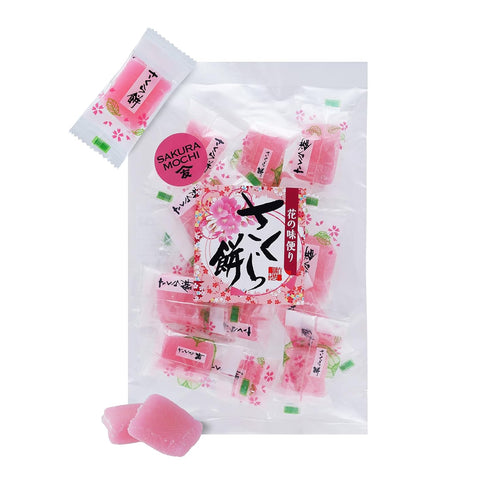 TOMOSAN Japanese Sakura Mochi Candy, Traditional Cherry Blossom Rice Cakes, Soft & Chewy,