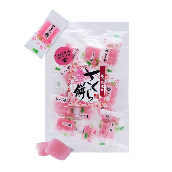TOMOSAN Japanese Sakura Mochi Candy, Traditional Cherry Blossom Rice Cakes, Soft & Chewy,