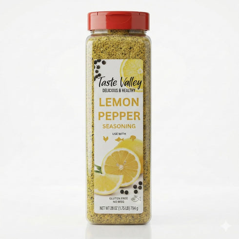 Taste Valley Lemon Pepper Seasoning Zesty Citrus & Black Pepper Rub for Wings, Seafood