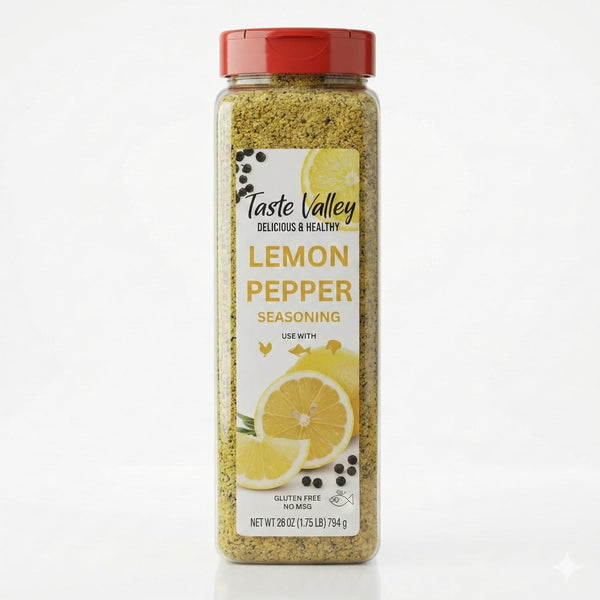 Taste Valley Lemon Pepper Seasoning Zesty Citrus & Black Pepper Rub for Wings, Seafood