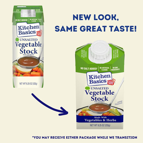 8.25 oz (Pack 12) Kitchen Basics Unsalted Vegetable Stock, of | No Artificial Flavors and Gluten Free |