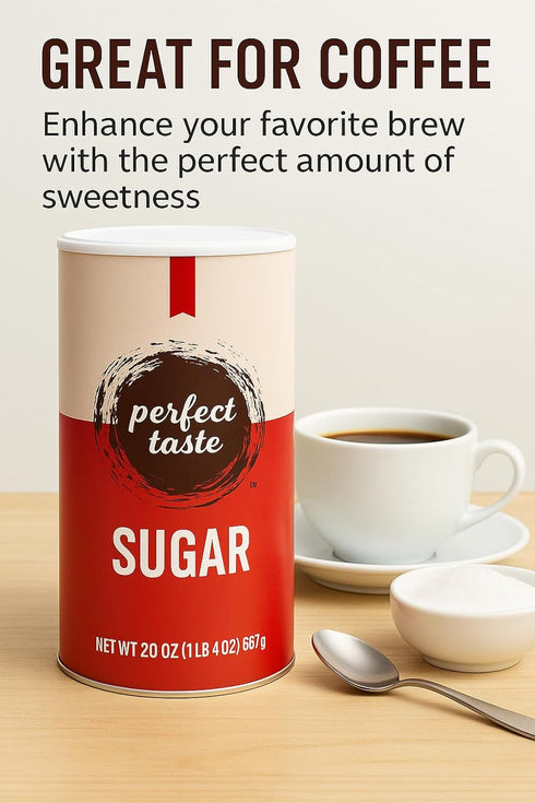 Perfect Taste 20 oz Packaging Granulated Sugar Sugar Canister Pure White Sugar for Coffee, Tea, Baking & Office Use