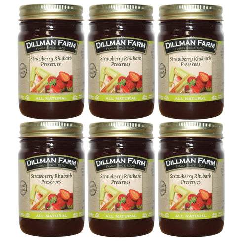 Dillman Farm All Natural Strawberry Rhubarb Preserves - Gluten-Free, Non-GMO, Vegan, Kosher,