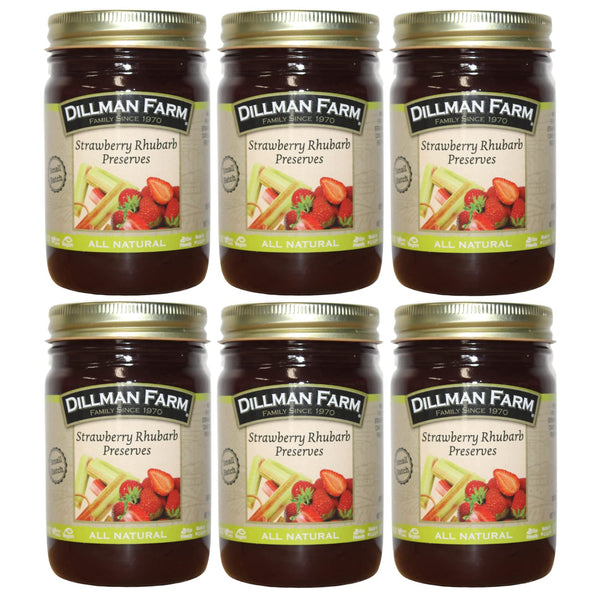 Dillman Farm All Natural Strawberry Rhubarb Preserves - Gluten-Free, Non-GMO, Vegan, Kosher,