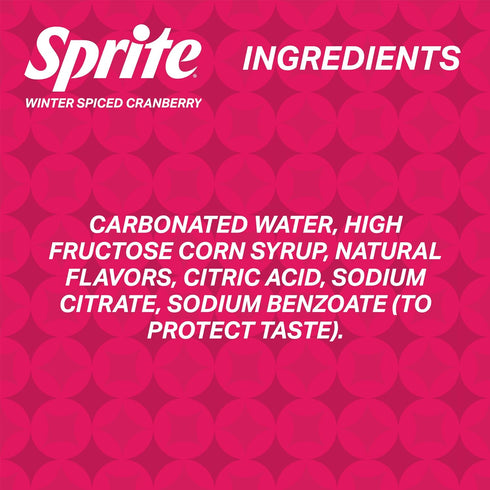 Pack, 7.5 oz 10 Pack Sprite Winter Spiced Cranberry Soda Soft Drink Fridge fl Mini Cans
