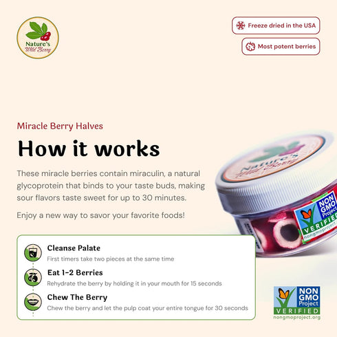 The Travel Jar, Miracle Berry As Seen On TV & Tiktok, Premium Ledidi Fruit By Nature's Wild Berry, Turn Sour Sweet