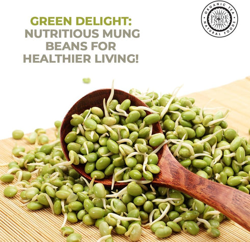 3.0 Pride Of India - Indian Whole Green Mung Gram - Protein & Fiber Rich Mung Bean Whole, Pound Jar