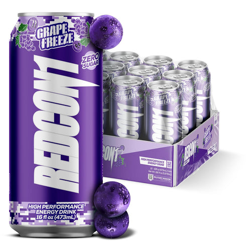 REDCON1 Energy High Performance Drink, Grape Freeze - Zero Sugar Energy Drink