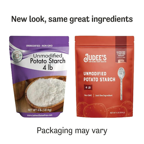 64 Oz Judee's Gluten Free Unmodified Potato Starch - Sauce & Soup Thickener & Corn-Free Food Starch - Crispy Fry
