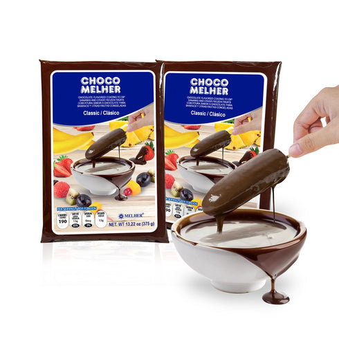 2 Pack Frozen 2 13.22 oz CHOCOMELHER Clasico - Milk Chocolate Flavored Coating for Chocobananos - Cobertura de