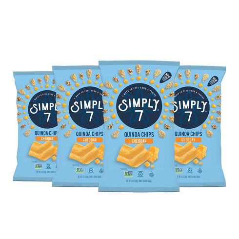Simply 7 Quinoa Chips Cheddar, Gluten-Free Vegan Snack, Low Calorie Plant-Based Protein