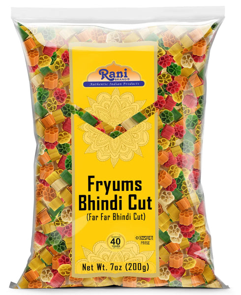 Rani Far Far/Fryums (Wheat & Tapioca Pellet) Bhindi Shape 7oz (200g) - Vegan, Kosher, Uncooked Snack