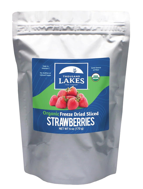 Thousand Lakes Freeze Dried Fruit - ORGANIC Strawberries - Bulk 6 ounces