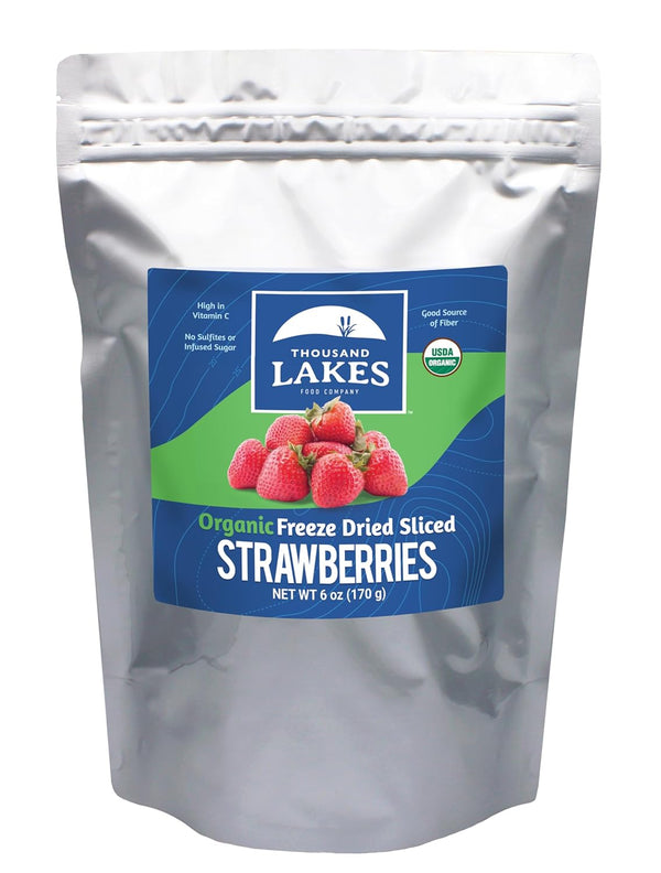 Thousand Lakes Freeze Dried Fruit - ORGANIC Strawberries - Bulk 6 ounces