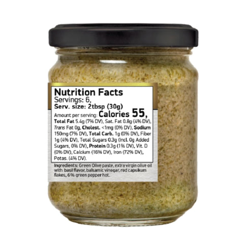 175 ILIADA Green Olive Spread with Green Hot Peppers | Authentic Greek Tapenade with Extra Virgin Olive Oil & Spices |