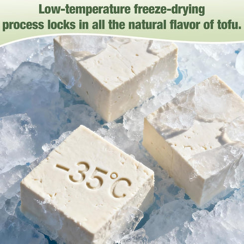 Egcina 3.17oz/90g Freeze Dried Tofu Cubes Light, Crispy Vegan Snack & Plant-Based Soy Bites, Delicious Tofu for Soups