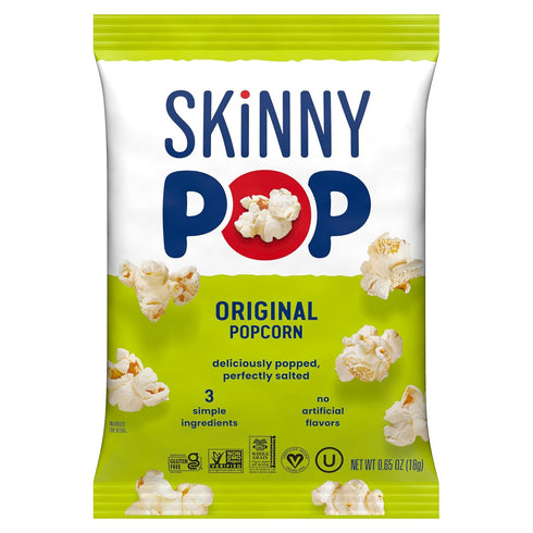 0.65oz (30ct) SkinnyPop Popcorn, Original, Whole Grain, Dairy-Free Snack, Bags