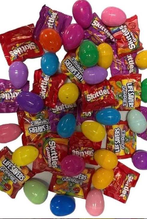 Generic Gummies, 50 Count Pre-Filled Easter Eggs with Sour Candy Assorted Colors