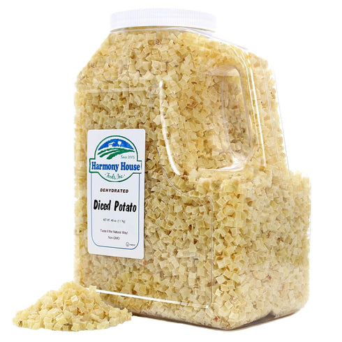 40 Harmony House Foods Dehydrated Diced Potatoes - Dried Potato Pieces, For Hash Browns, Stews, Soups, Home Fries