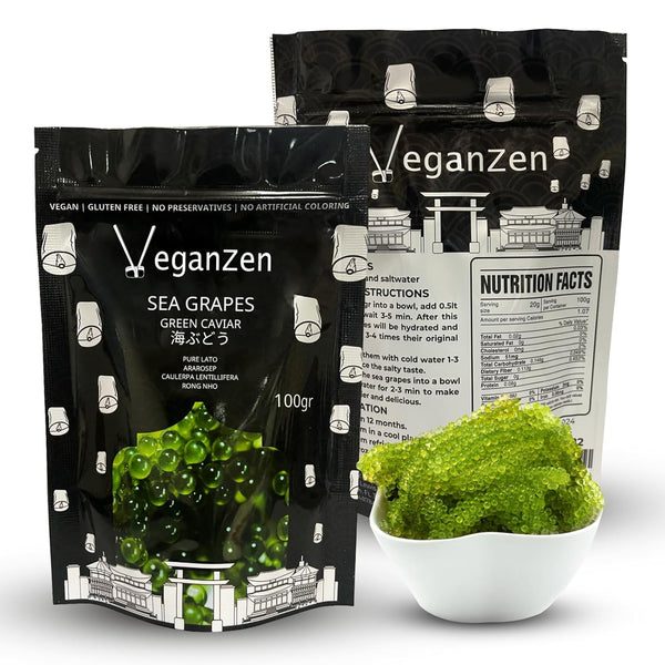 VeganZen Sea Grapes to Eat Seaweed Snacks Salad Kit 100GR Umibudo dried ramen
