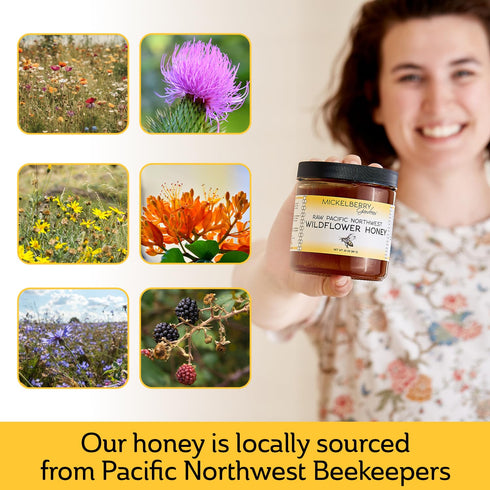 (20 Raw Wildflower Honey - Pure, Unadulterated, Clean, Grade A Strained Honey from the Pacific Northwest ounces)