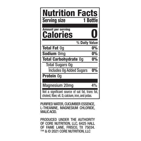 23.9 Oz (Pack 12) CORE Hydration+ Calm, Cucumber Essence Nutrient Enhanced Water with L-Theanine, Fl Bottle