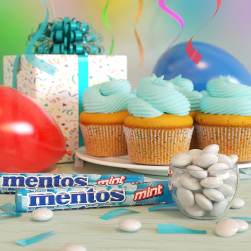 14 15 Count Pack Mentos Chewy Mint Candy Roll, Mint Candies, Pieces Per Roll, Party