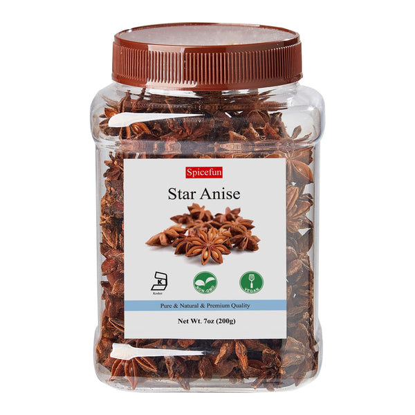 Spicefun Star Anise 7oz(200g), Chinese Star Anise Whole, Fresh, Pure and Dried Anise
