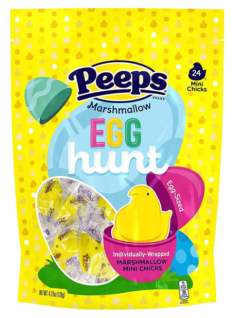 Peeps 24 Count Egg Hunt, Individually Wrapped Marshmallow Chick, Ready to Fit Inside