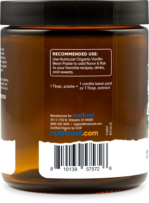 (8 oz) Nutricost Organic Madagascar Vanilla Bean Paste - Vanilla Bean Paste for Baking and Cooking, USDA and CCOF