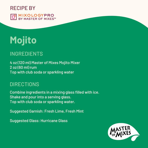 1.75 (59.2 Oz), Pack 3 Master of Mixes Mojito Drink Mix, Ready To Use, Liter Bottle Fl