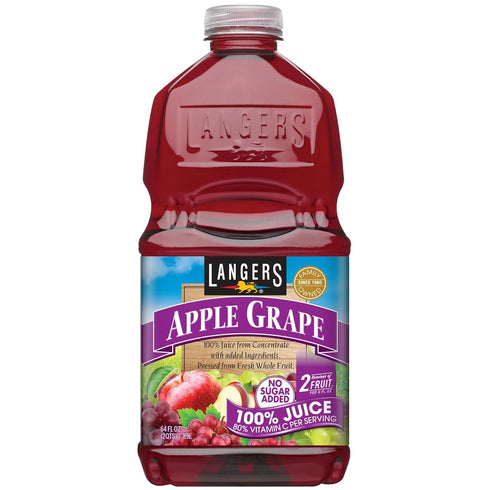 Langers 100% Juice with Vitamin C, Apple Grape, 64 Fl Oz (Pack