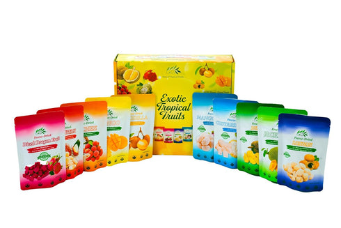 Pack 10 180 6.4 oz CHAVI Freeze Dried Exotic Tropical Fruits | of | Gift Box - No Added Sugars or Preservatives