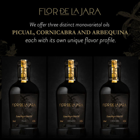 (0,1%), 16.9 oz (500ml) FLOR DE LA JARA Premium Extra Virgin Olive Oil from Spain, First Cold Pressed, Polyphenol-Rich