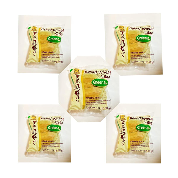 Generic Green Tea Baked Wheat Cake Pastry Roll, Soft Sweet Bread, 2.82 oz,