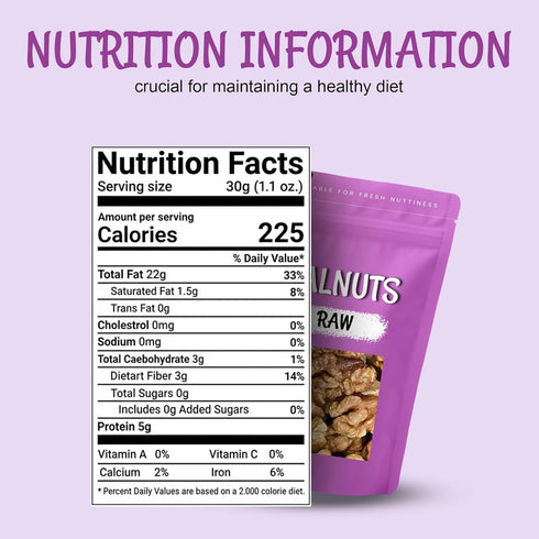 2lb Oh! Nuts Organic Raw Walnuts Bulk Bag - Unshelled Healthy Mix of Chandler Halves & Pieces - Fresh & Healthy Keto