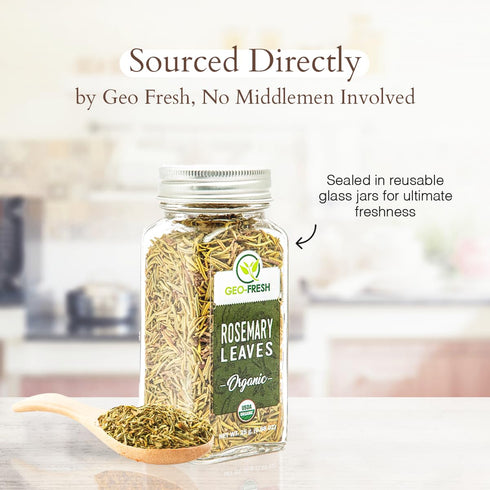 0.88 oz Geo-Fresh Organic Rosemary Leaves - Dried Rosemary Seasoning for Cooking and Garnish - USDA Certified Organic