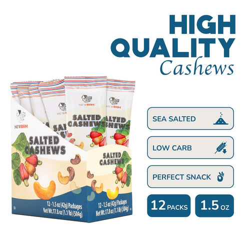 Packs 12 Packs (1.5oz NEWBAM Lightly Salted Cashews Individual - Cashew Snack Roasted Nuts Each) Keto, Vegan
