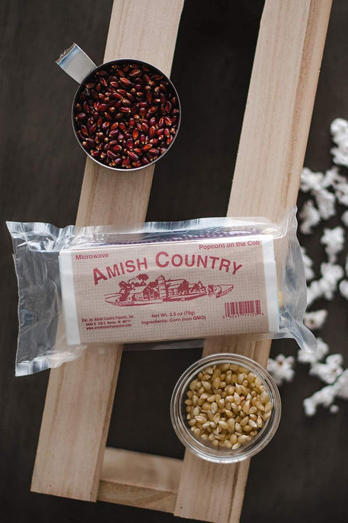 Amish Country Popcorn | Old Fashioned Microwave Popcorn | Non-GMO, Gluten Free, Microwaveable (White & Red Corn on the
