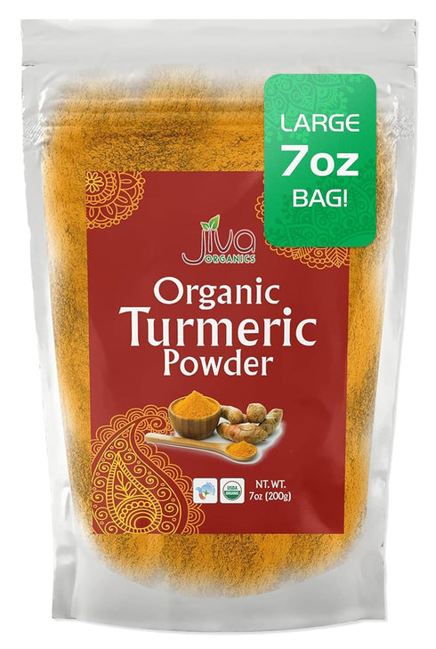 Jiva Organic Turmeric Powder, 7 oz, 100% Raw, Packaged in Resealable Bag, Turmeric Curcumin from India