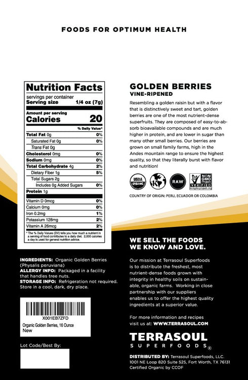 16 Terrasoul Superfoods Organic Golden Berries, ounces