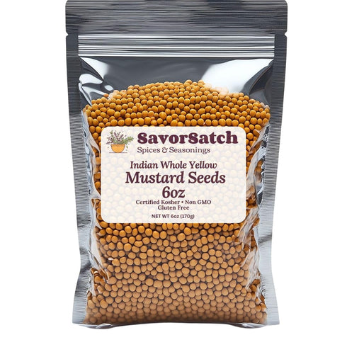 SavorSatch Yellow Mustard Seeds 6 oz Resealable Pouch | Whole Indian Mustard Seed,