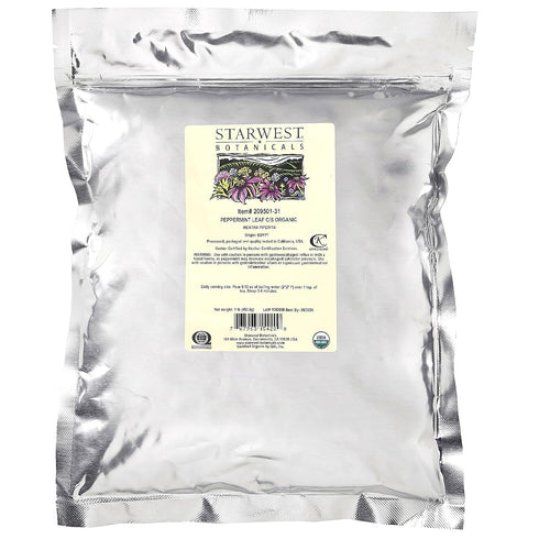 1 lb (453.6 Starwest Botanicals Organic Peppermint Leaf, Cut & Sifted, g)