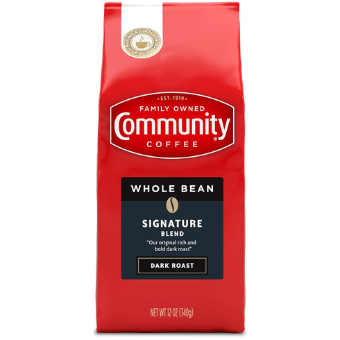 Community 12 oz (Pack 6) Coffee Signature Blend Whole Bean Coffee, Dark Roast, Bag